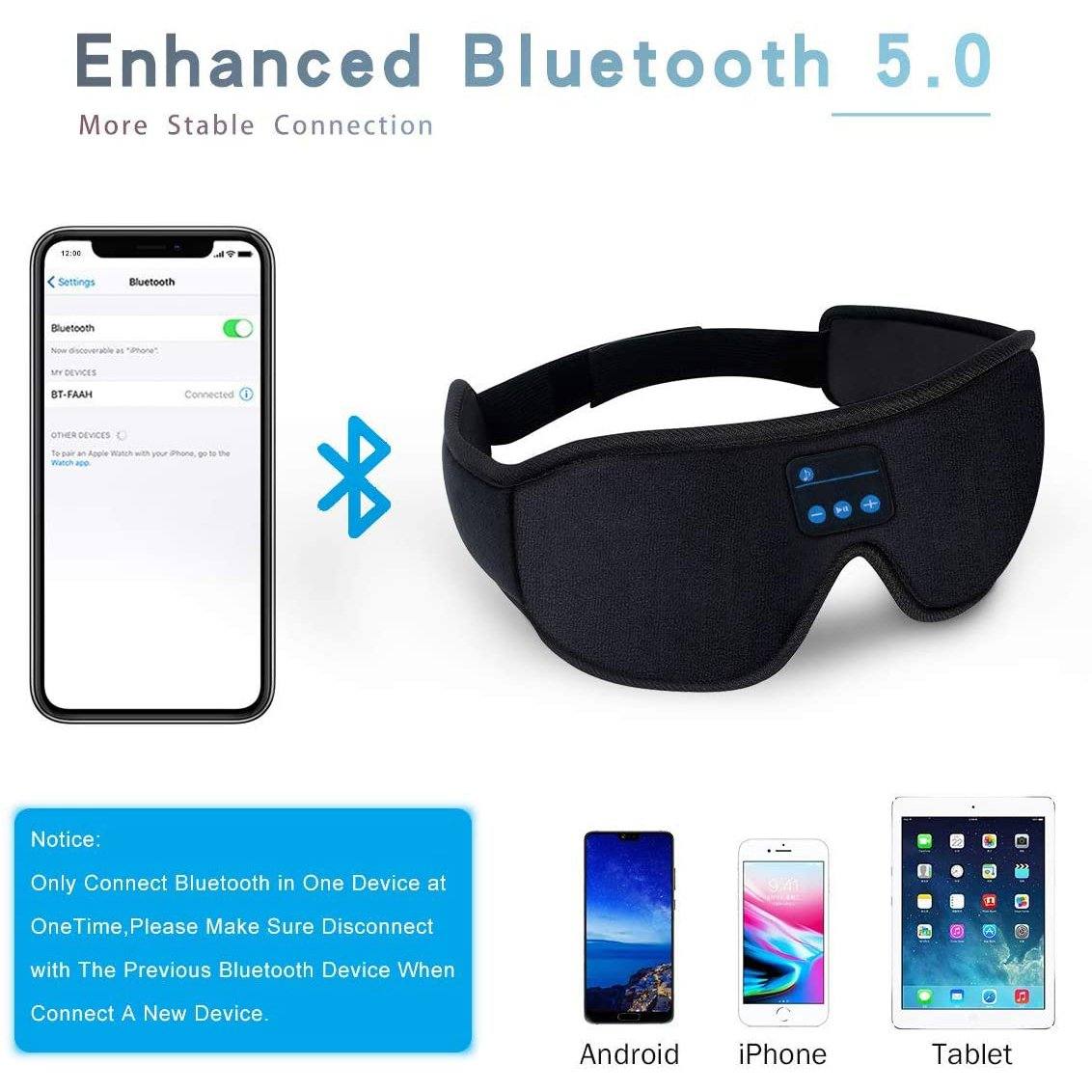 Sleep Headset Bluetooth 5.0 Wireless 3D Eye Mask Sleep Headset - Tophatter Daily Deals